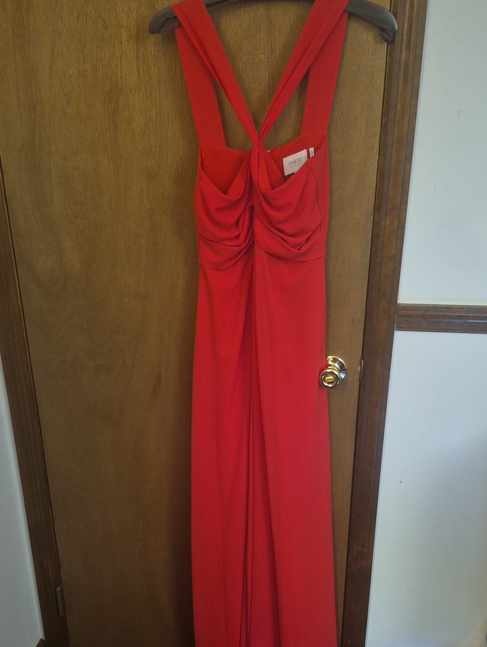 Red Draped Maxi Dress - Classic Evening Style